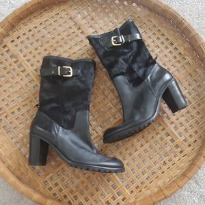 Schutz Fur & Leather Lug Sole Boots